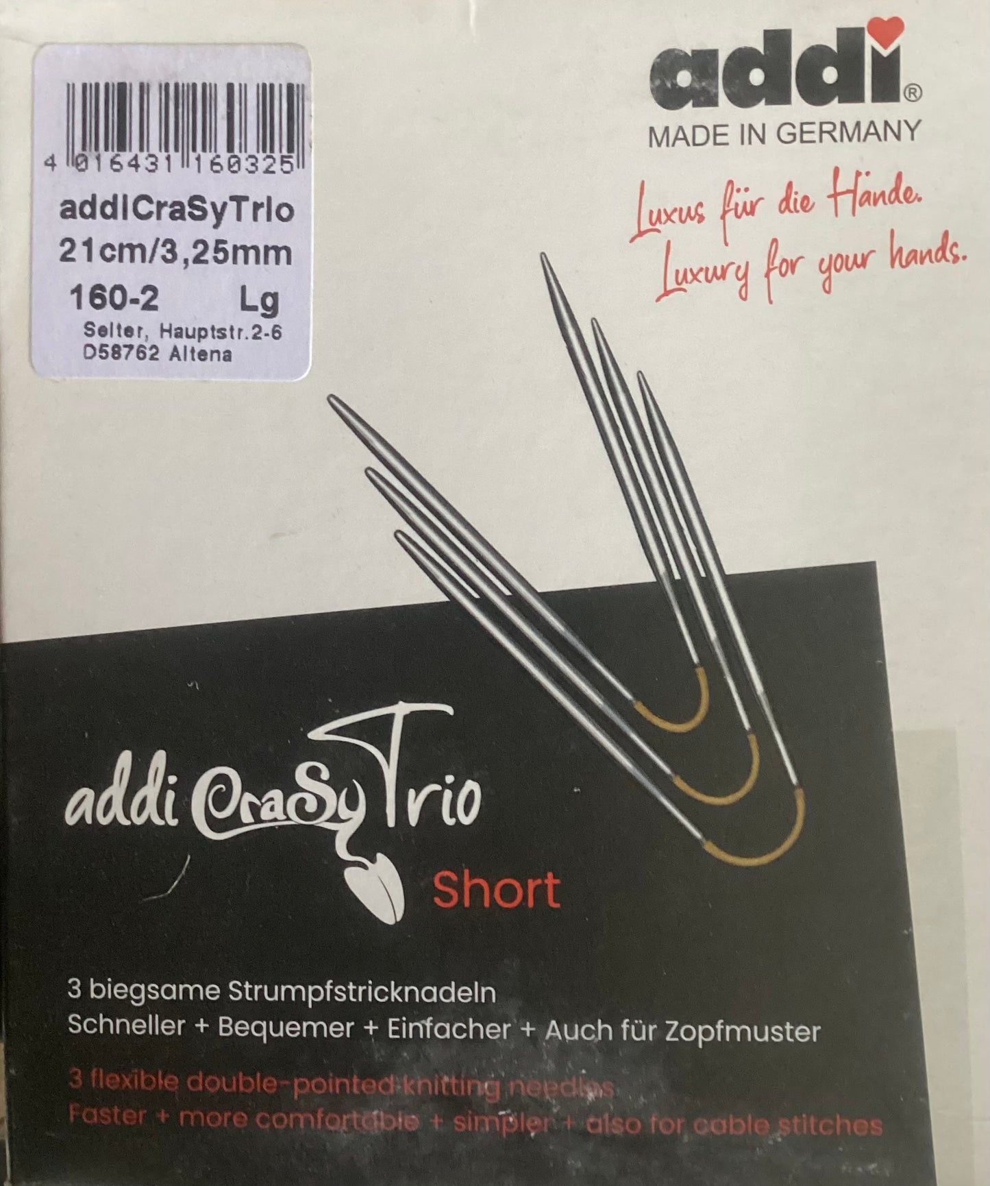Addi trio needles 3.25