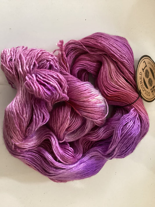 Fuscia Merino and silk 4 ply 100 g